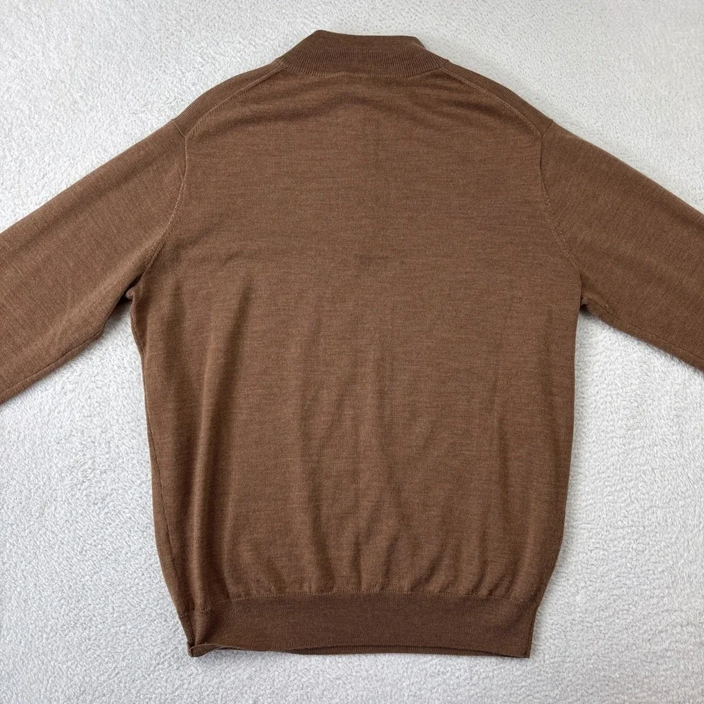 PETER MILLAR Autumn Crest 1/4 Zip Sweater Mens Medium Brown Luxury Wool Pullover